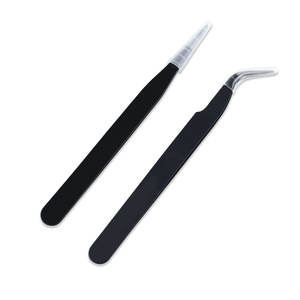 Pinzas de acero inoxidable negro, herramientas de <span class=keywords><strong>recogida</strong></span> curvas rectas, pinza puntiaguda para pestañas, herramienta para manicura y arte de uñas - Product Image 5