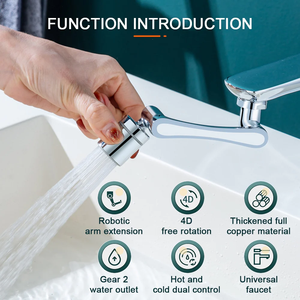 Doble multifunción Universal Splash giratorio ajustable 360/1080 grados brazo de extensión ahorro de agua grifo aireador - Product Image 4