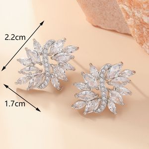 Flower Shape Stud <b>Earrings</b> Gold And <b>Silver</b> Micro Insert Women's Fashion <b>Dangle</b> <b>Earrings</b> - Product Image 4