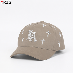 Casquette <span class=keywords><strong>de</strong></span> baseball unisexe en coton <span class=keywords><strong>de</strong></span> luxe, style streetwear, kaki, gothique, avec broderie 3D LA, strass et croix en cristal, tendance hip-hop - Product Image 1