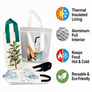 Sac isotherme personnalisé en non-tissé avec logo, sac de livraison alimentaire thermique, doublure en aluminium, réutilisable, multicolores, pour le chaud et le froid - Product Image 3