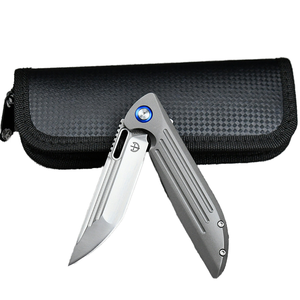 سكين EDC مخصص عالي الجودة مع مقبض تيتانيوم مطحون باستخدام الحاسب الآلي سكين جيب قابل للطي متعدد الشفرات OEM يدعم الشعار - Product Image 1