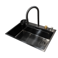 Feiyu 304 Edelstahl Handgefertigtes Einzel-Spülbecken Großes Küchen-Gemüsewaschbecken zum Geschirrspülen Wasserfall-Design Langlebig Stilvoll