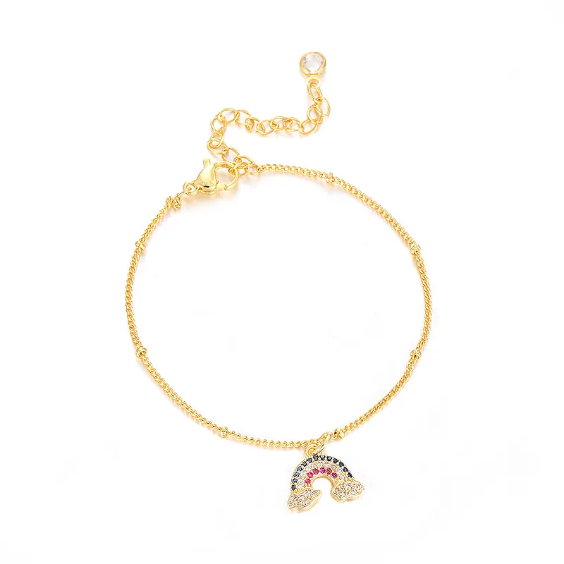 Fashionable Simple Bracelet Beautiful Meaning Rainbow Bead Chain Ladies Creative Inlaid Zircon Bracelet