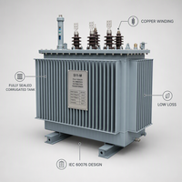 Transformateur de distribution triphasé immergé dans l'huile 200 kVA 10 kV 480 V, transformateur abaisseur de puissance, transformateur de sous-station IEC60076