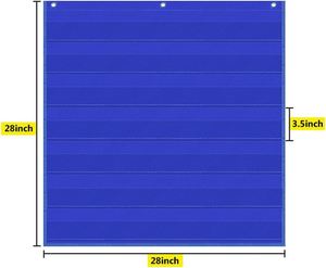 Pizarra de bolsillo personalizada para el aula (negro/azul, 28x28 pulgadas, tela de poliéster 420D) para lecciones de profesores, compatible con tiras de frases y palabras - Product Image 3