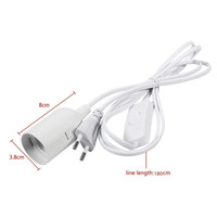 Cordon de lampe E27 avec support à vis, en plastique, couleurs blanc et noir, longueur 1,8 mètre, interrupteur marche/arrêt et prise