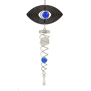 Groothandel Metalen Wind Chime Spinner Met Staren Bal Spiraal Staart 3D Outdoor Home Ornament Opknoping Tuin Sublimatie Wind Spinner