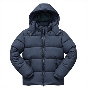 YOURBRAND Unisex <b>Winter</b> Puffer Jacket Stand Collar Zipper Embroidered Letter Print <b>Thick</b> Polyester Windproof Casual <b>Coat</b> - Product Image 1