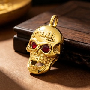 Collar de Acero Inoxidable para Hombre CAIOOCHE con Colgante de Calavera con Ojo de Diamante Rojo Punk, Estilo <span class=keywords><strong>Vampiro</strong></span> para Halloween - Product Image 3