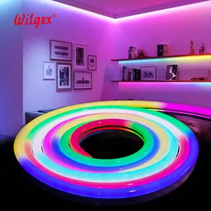 Özel renkli su geçirmez Neon Neon Flexible esnek 24V Rgb piksel halat işık Neon bükülebilir Led şerit