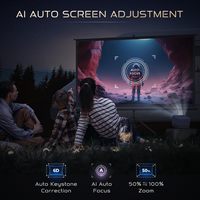 Proyector de Video Portátil Inteligente 3 en 1 Aurzen Boom 3 Compatible con 4K, Oficial de Netflix, 500 ANSI, Proyector Casero con WiFi
