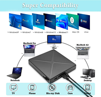 Unidad de CD/DVD RW portátil USB 3.0/Tipo-C, reproductor de DVD, grabadora de CD ROM, unidad óptica externa con ranuras para tarjetas TF/SD para computadora de escritorio/portátil