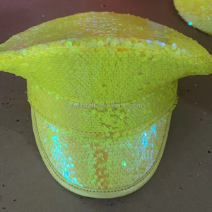 HLC Compra Gorro de Capitán con Lentejuelas Rojo, Verde, Rosa, Dorado, Naranja y Amarillo de los Años 80 para Disfraces, Fiestas y Decoración de Festivales - Product Image 4