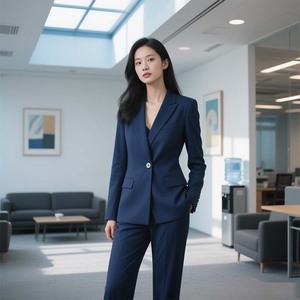 Costume 2 pièces à col en V pour femmes Blazer à rayures Bootcut <span class=keywords><strong>pantalon</strong></span> habillé <span class=keywords><strong>ensemble</strong></span> pour le travail bureau affaires tissé interlignage vêtement - Product Image 1