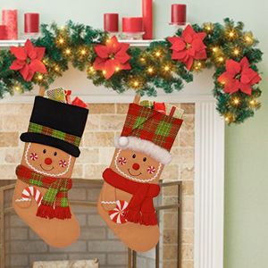 Calcetín Navideño con Diseño de Hombre de Jengibre, Tela a Cuadros, Bolsa de Regalo para Dulces, Decoración para Chimenea, Árbol de Navidad o Pared - Product Image 3
