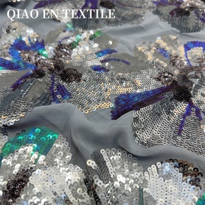 Haut de gamme 100% polyester tissu robuste en trois dimensions paillettes orchidée broderie à la main haut robe costumes poids lourd - Product Image 3