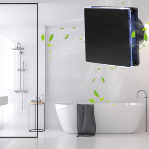 Ventilateur de salle de bain multifonction intelligent en acier inoxydable avec LED 3 couleurs, utilisation sûre et facile, économie d'énergie, grand débit d'air et silencieux - Product Image 2