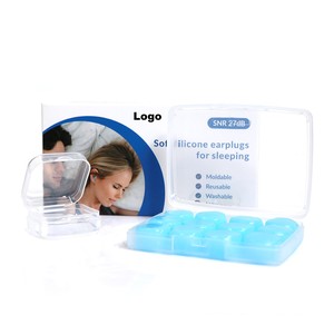 6 pares de tapones para los oídos de silicona moldeables con cancelación de ruido para nadar, roncar, dormir y estudiar, azul o blanco - Product Image 6