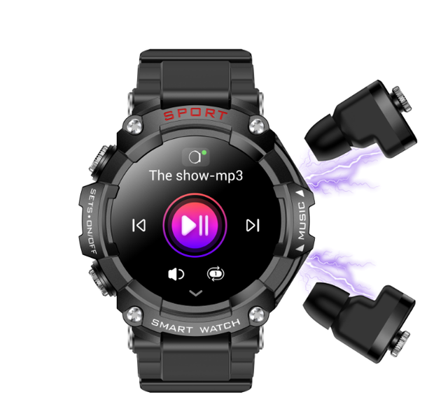 T96 Smart Watch With Earphone BT Calling Smart Bracelet Local Music Wireless Earbud Waterproof Blood Oxygen Sleep Monitor TFT