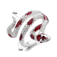 Bague Serpent pour Femme, Plaqué Argent, Ajustable, avec Strass, Bijou Tendance