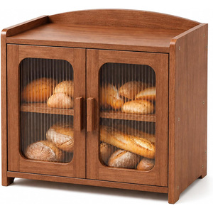 Boîte à pain en bambou avec poignée, tiroir de rangement anti-poussière, armoire de rangement multifonctionnelle pour le pain, pour la cuisine - Product Image 1