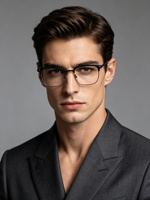 Monture de lunettes optiques rétro demi-cerclée en acétate et métal, style professionnel et tendance