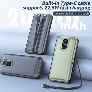 Batterie externe de haute qualité 20000 mAh, PD 22,5 W, charge rapide, batterie externe portable avec câble intégré, affichage numérique - Product Image 3