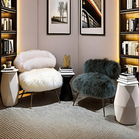 Fauteuil de salon confortable et moelleux sur mesure OEM/ODM, en tissu polaire moderne imitation fourrure d'agneau, pour salle à manger, salon, hôtel