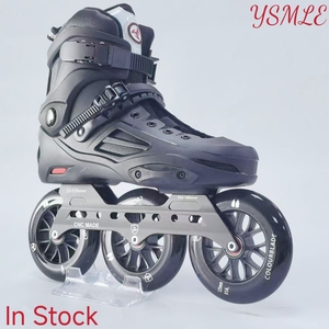 YSMLE prezzo di fabbrica 3x125 MM grande ruota In linea <span class=keywords><strong>Skate</strong></span> per <span class=keywords><strong>adulti</strong></span>, In Stock nero 3 ruote Roller <span class=keywords><strong>Skate</strong></span> per gli uomini e le donne - Product Image 6