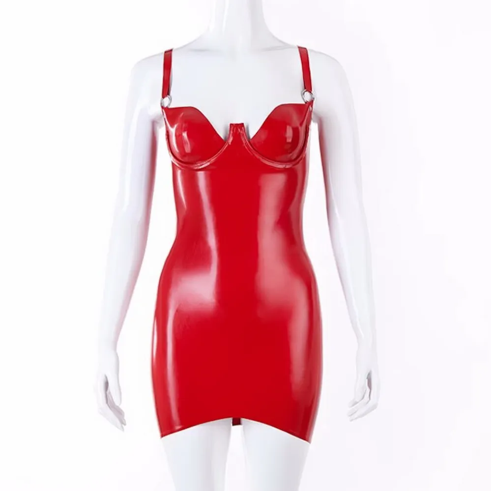 Latex Rubber Gummi Beautiful Red and Transparent Catsuit Full Body Size XXS~XXL