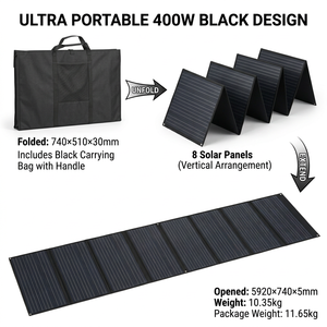 400W 6-Fold Solar Panel with Stand, 18V/36V Anderson, Waterproof Monocrystalline for <strong>12V</strong> 24V 48V 60V 72V <strong>Battery</strong> - Product Image 2