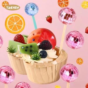 Yachen Disco <span class=keywords><strong>cupcake</strong></span> toppers sinh nhật <span class=keywords><strong>Topper</strong></span> Retro trang trí bánh sáng bóng nhiều màu mini Disco bóng toppers cho nguồn cung cấp bên - Product Image 5