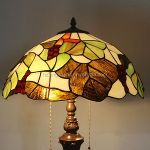 LongHuiJing 16 Inch Tiffany Floor Lamp with Double Pull Chain Tiffany Style Shade Grapes Home Table Lamp Stained Glass Lamp - Product Image 4