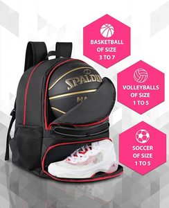 Sac de sport personnalisé en gros pour hommes, échantillon gratuit, nouveau design, sac à dos de basketball en cuir véritable pour le football sec et humide - Product Image 5