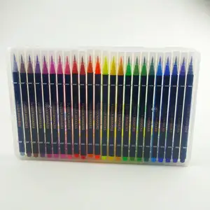 Ensemble de stylos marqueurs lavables à pointe pinceau japon 24 couleurs avec boîte en pp
