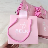 Sac en papier rose personnalisé de luxe pour bijoux et cosmétiques, sac en carton rose avec votre propre logo