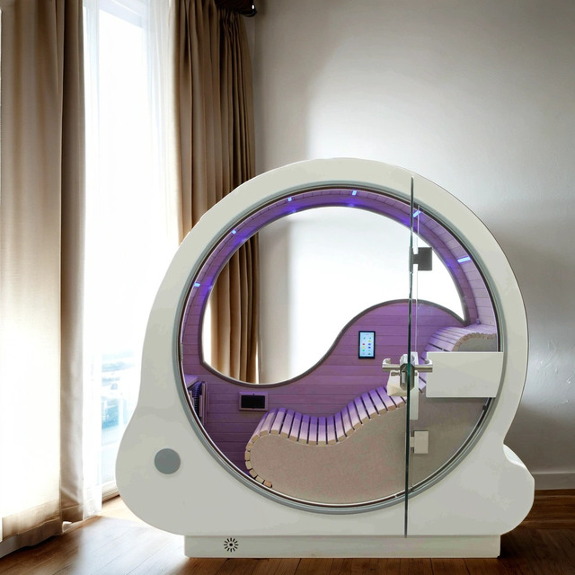 2024 New Design 1-Person Far Infrared Acrylic Cabin Sauna Oxygen Chamber on New Indoor Sauna Room