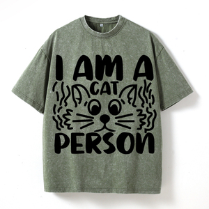 Camiseta Negra de Manga Corta con Estampado Gráfico 'I <span class=keywords><strong>Am</strong></span> a Cat Person', Ropa Casual para Amantes de los Gatos, Atuendos Diarios - Product Image 3