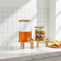 Distributeur de boissons en verre borosilicate soufflé à la main, nouveau, excellent rapport qualité-prix, capacité 4,5L/7L, style minimaliste, transparent