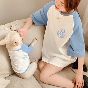 T-shirts assortis mignons avec la lettre B pour le propriétaire et le chien, jaune et bleu, en coton, vêtements de loisirs pour toutes les saisons, ensemble de vêtements pour animaux de compagnie - Product Image 6