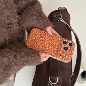 Coque de téléphone double couche imprimé léopard orange tendance pour femme, compatible iPhone 17 Pro Max 16 15 14 - Product Image 3