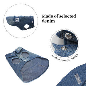 בגדי מחמד ג 'קט ג' קט חולצות חולצות אפודות כחול כהה ג 'ינס מעיל כלב גור - Product Image 3