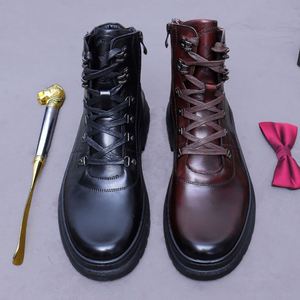 Nouvelles Bottes Martin Hiver 2026 - Bottes de Moto Tendance en Cuir avec Semelles Épaisses et Embout Renforcé pour Hommes - Product Image 1