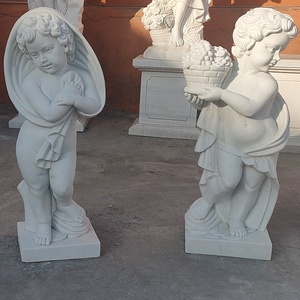 Statue di marmo italiano ragazzo e ragazza con la mano intaglio su misura statua di marmo marmo angelo statua per la vendita - Product Image 6