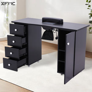 काले गुलाबी सफेद नाखून ड्रायर पॉलिश स्पा स्टेशन 4 दराज 1 बड़ा कैबिनेट 8 पहियों मैनीक्योर नाखून टेबल - Product Image 1