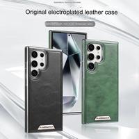Coque de Téléphone Portable Magnétique en Cuir PU Premium Antichoc avec Chargement Sans Fil pour Samsung S26 S24 S25 Ultra S23
