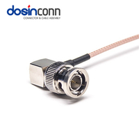 Cable RF RG179 de 75 Ohmios, Conector BNC Macho en Ángulo Recto a Conector F Hembra Recto, Tipo Crimpado, para Cámara CCTV