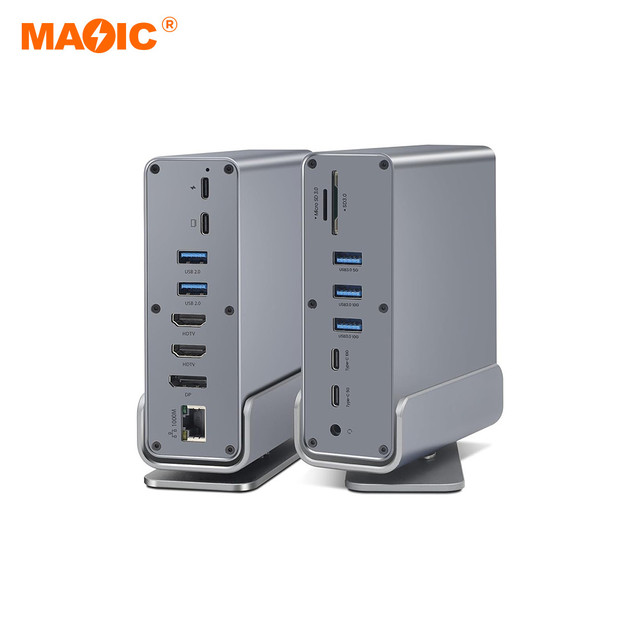 16 in 1 USB C Docking Station RJ45 1000M USB 3.0 2.0 USB Hub for Laptop PC Metal