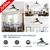 Ventilateur de plafond 1stshine 42 pouces personnalisable OEM/ODM, à économie d'énergie, innovant, durable, à longue durée de vie, avec pales rétractables et lumière LED